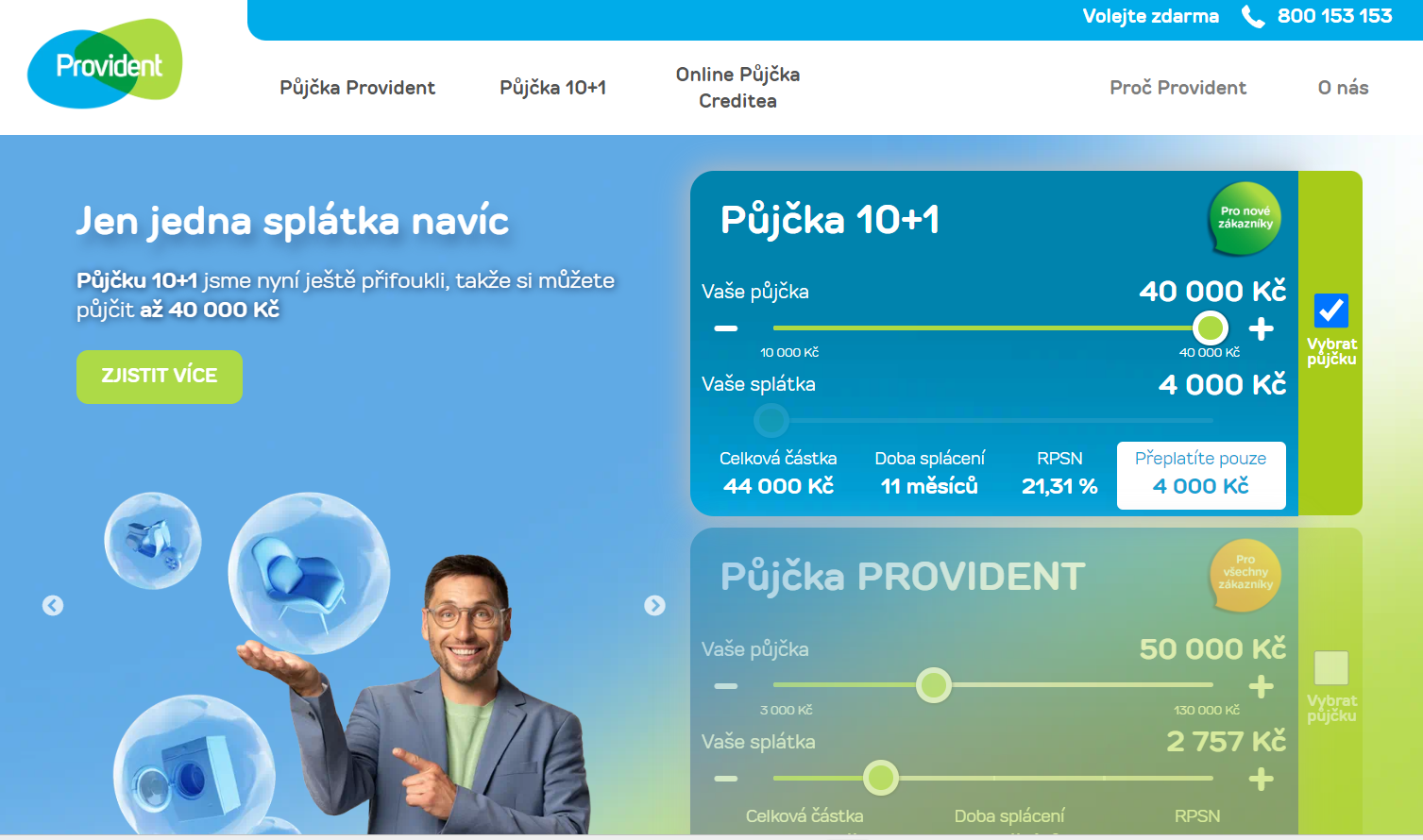 Provident - Žádost o půjčku, screen obrazovky společnosti Provident