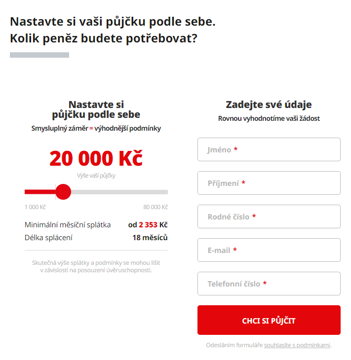 Flexifin půjčka - Žádost o půjčku, screen obrazovky společnosti Flexifin půjčka