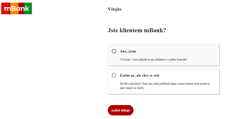 mBank půjčka plus - Žádost o půjčku, screen obrazovky společnosti mBank půjčky plus